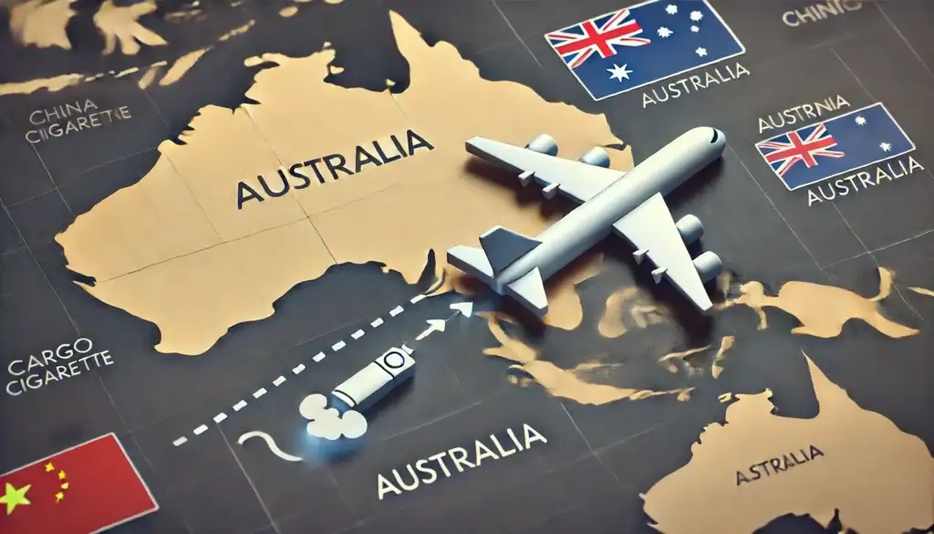 E-cigarette with shipping labels.